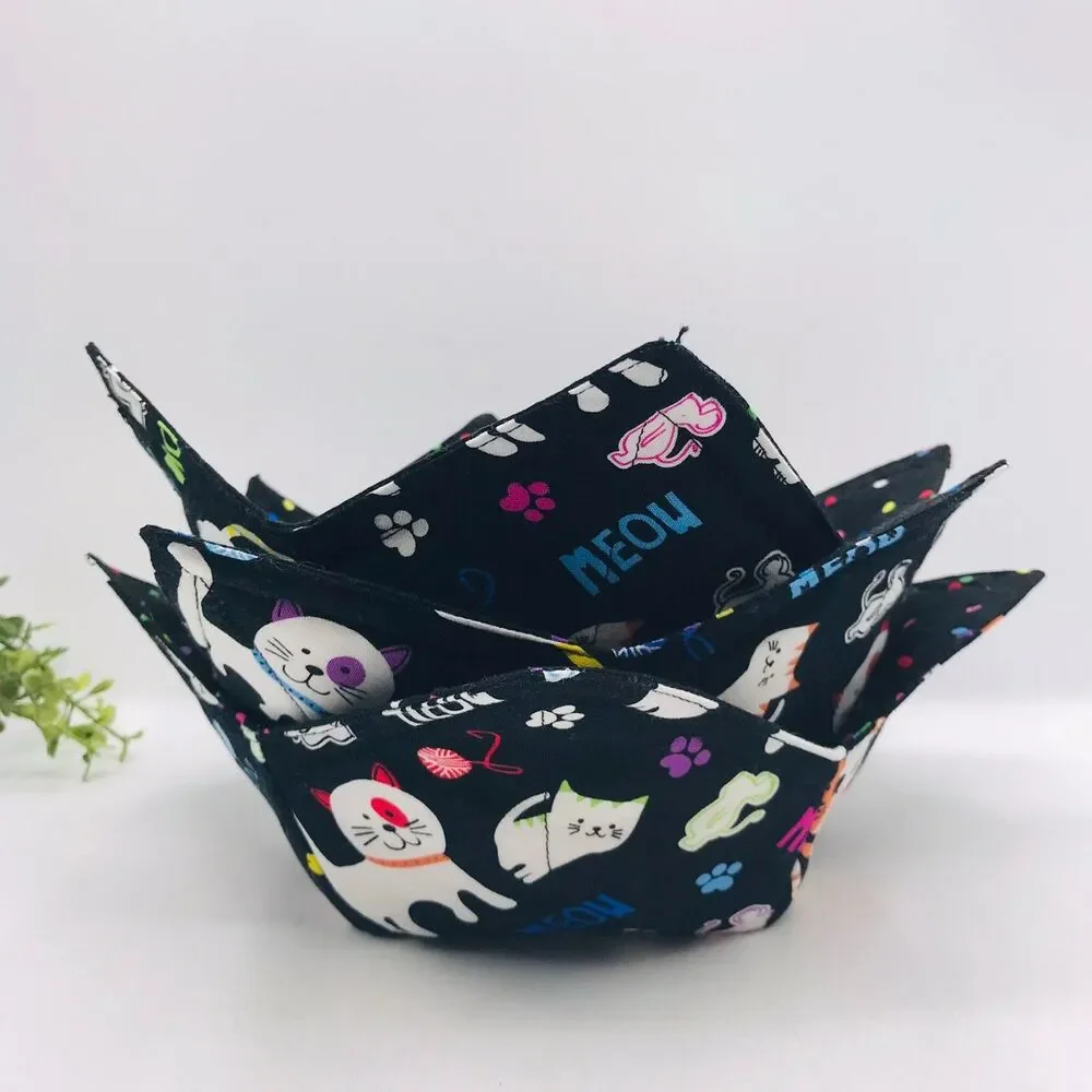 Microwave Bowl Cozy Holder, Reversible, Cute Cats, 3 Sizes, Plate, Soup, Pint